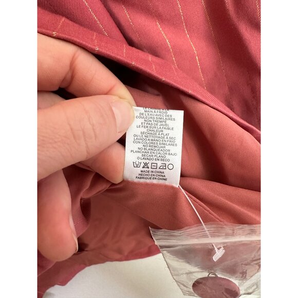 Adelyn Rae Kayla Pinstripe Belted Blazer Dress Size Medium Desert Rose Pink - Picture 7 of 10